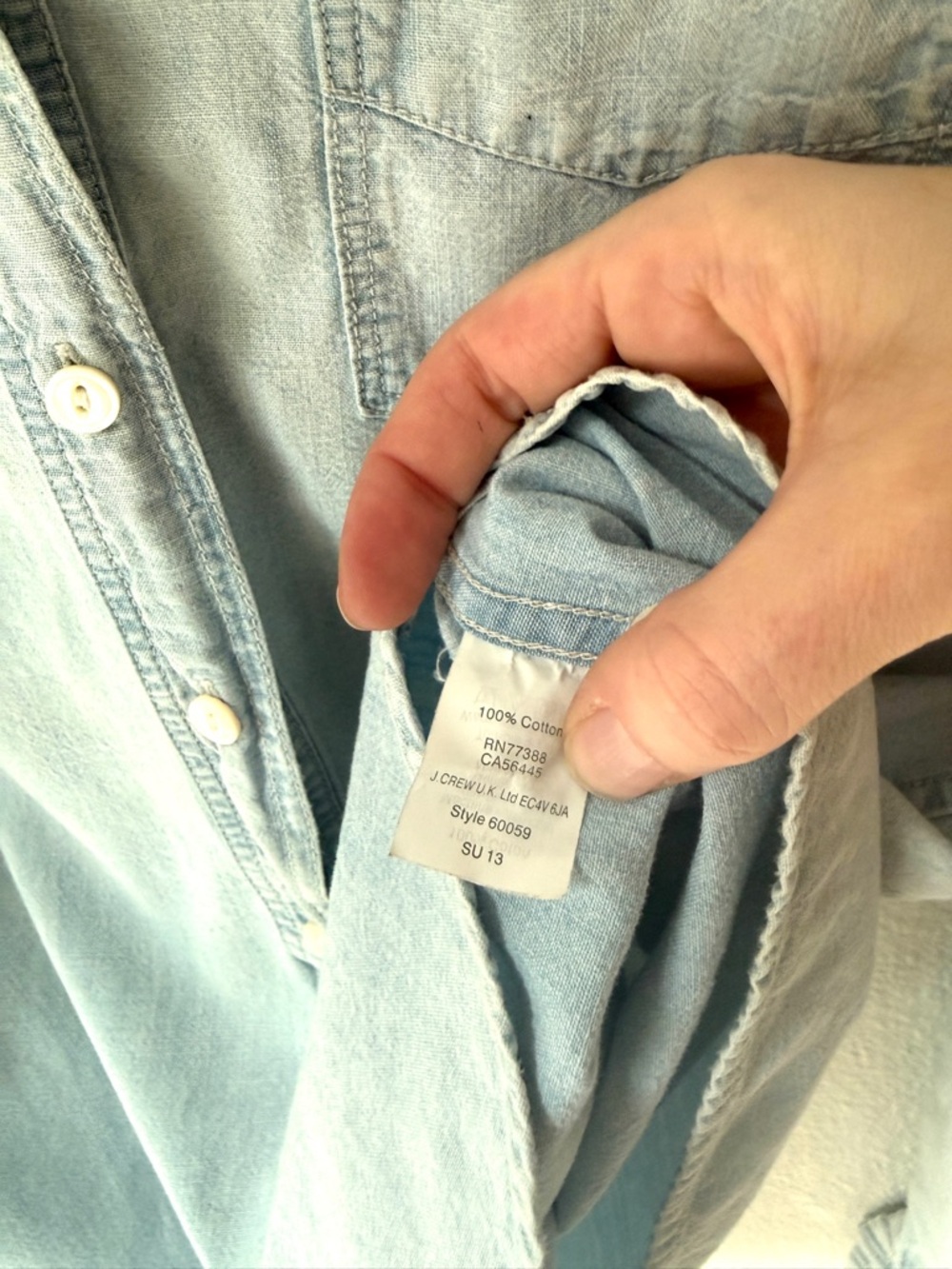 J. Crew Chambray Denim Button-Up Popover Shirt - small -GUC - Picture 4 of 7